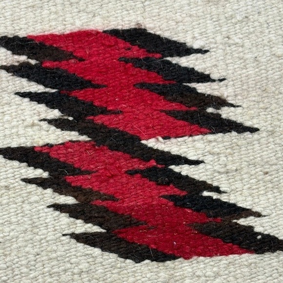Vintage Navajo Red Mesa Native American Dine Wool Woven Rug‎ Tapestry 1900s - Picture 3 of 7